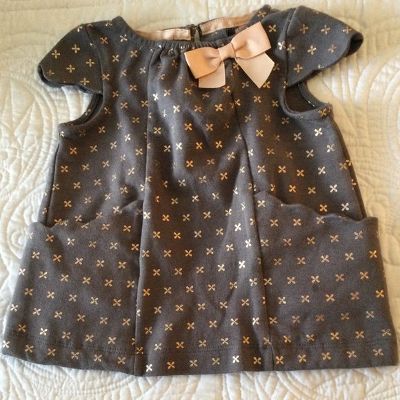 CATHERINE MALANDRINO Baby Girl Dress, Charcoal & Peach, Size US 12M - Picture 2 of 7